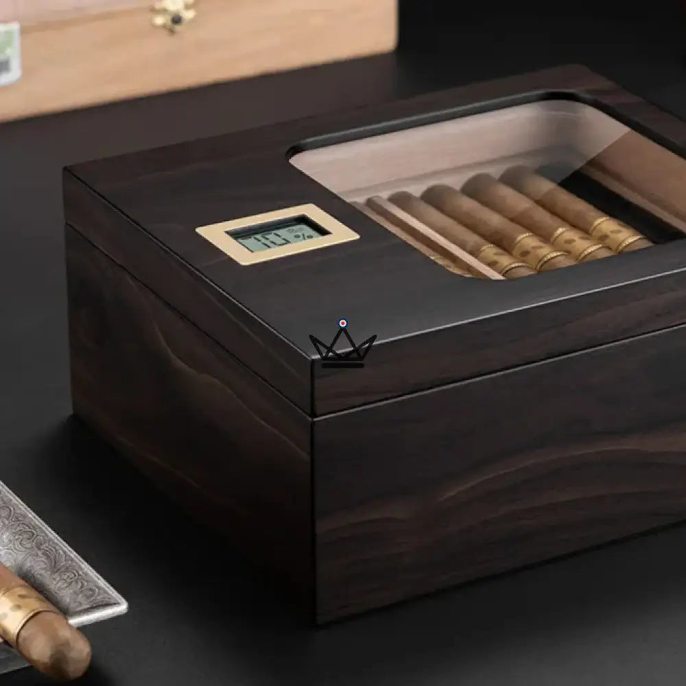 Elegancia Vision Humidor — Spanish Cedar, Glass Top, 55 Cigars, Digital Hygrometer, 4 Finishes — view 6