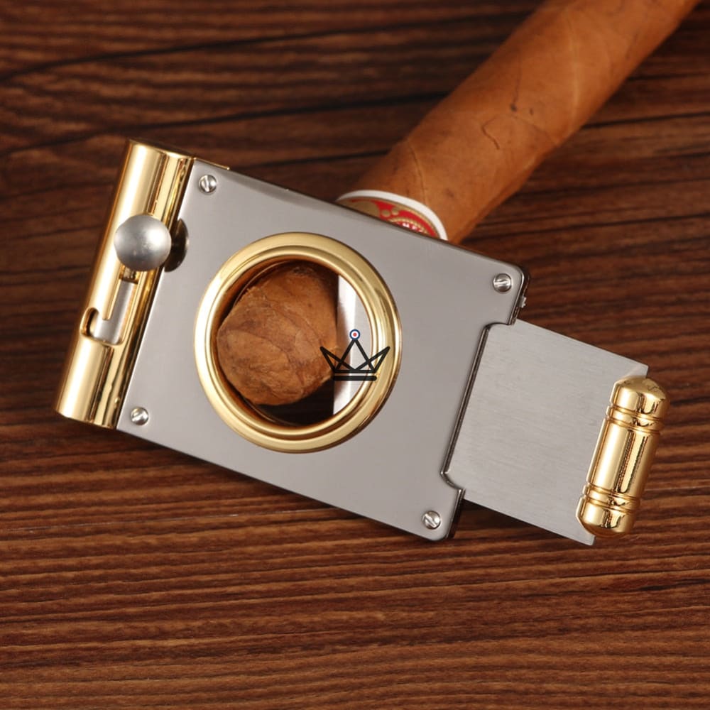 Napoleon Guillotine & Punch Cigar Cutter — brushed steel, 57 ring gauge max — view 4