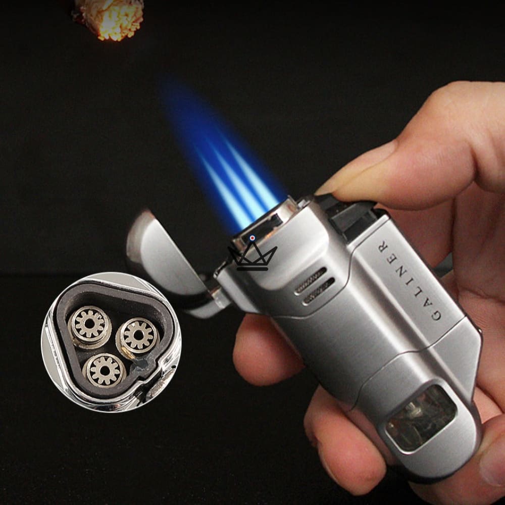Incendium Pack - Triple Torch Lighter & Punch + 25 mm Double Blade Guillotine | Silver or Silver/Black · Gift Box Included — view 3