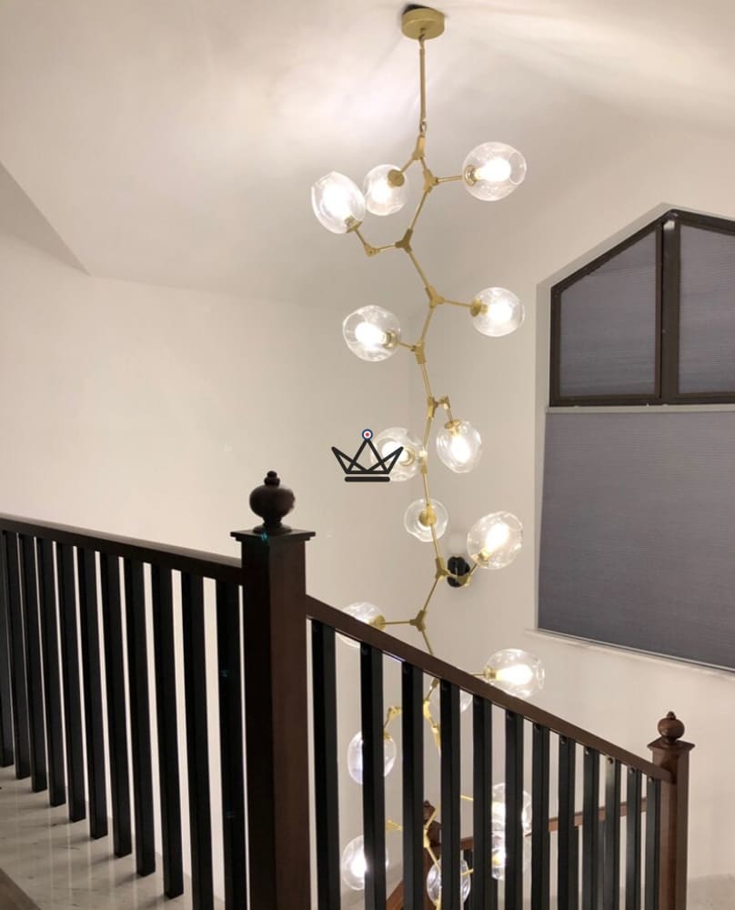 Articulated industrial vertical ceiling chandelier - Branching Bubble Vertigo — view 5