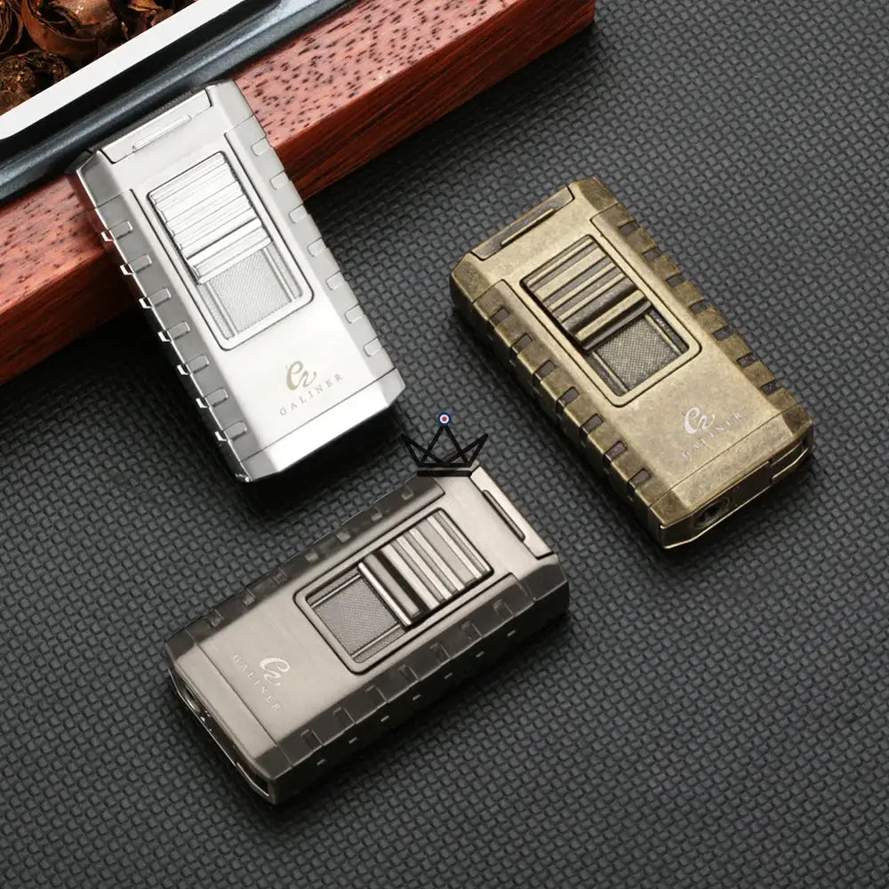 Prestige Heritage Edition Pack — Triple Torch Blue Flame Lighter & 24mm Double Blade Guillotine Cutter | Eternal Silver · Vintage Gold · Original Grey · Collector's Box Included — view 7