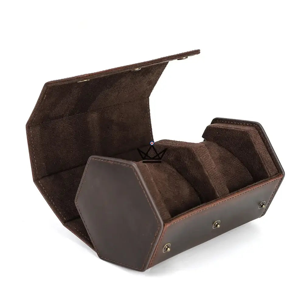 Customizable Leather Travel Case for Automatic Watch - Voyageur Hexagone — view 21