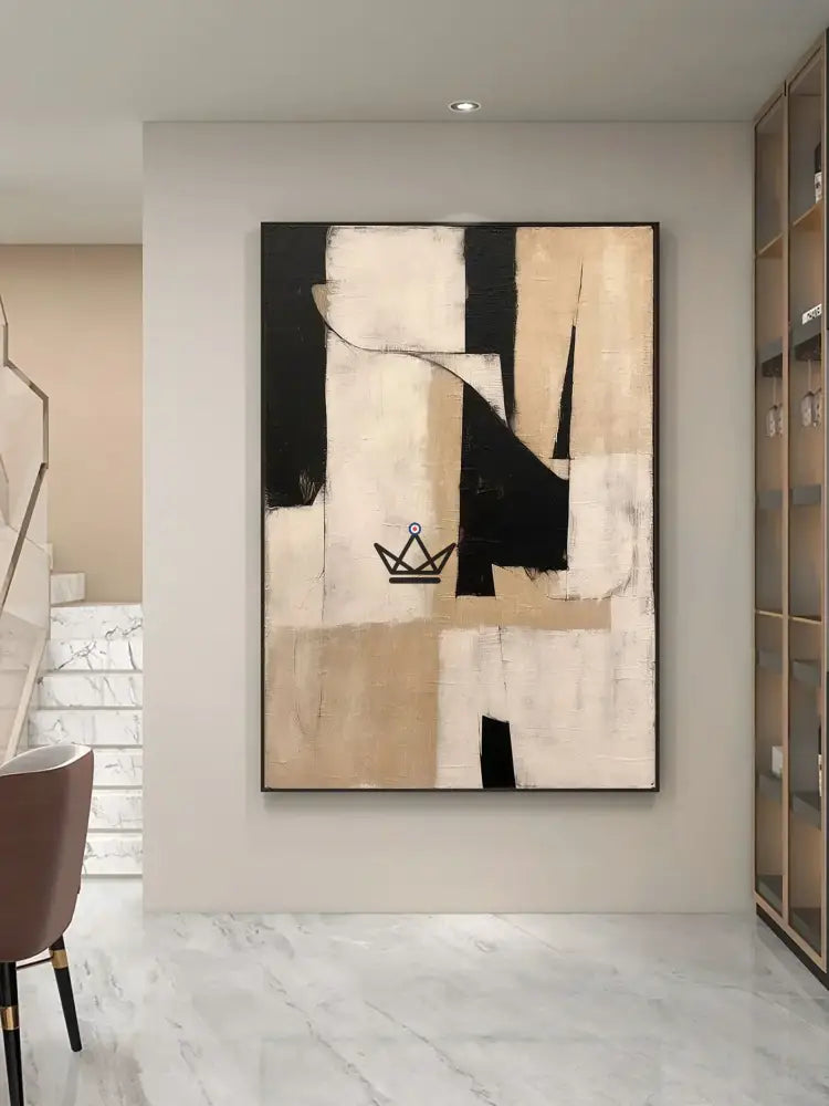 Oil painting on XXL canvas - Monochrome Abstraction — 40x60cm / Structured Fragments