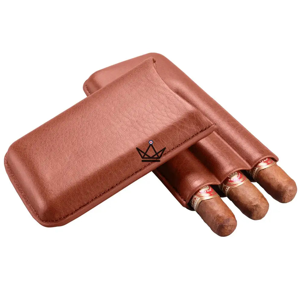 Leather 3 cigar case with cigar cutter - Silver Cortez — view 9