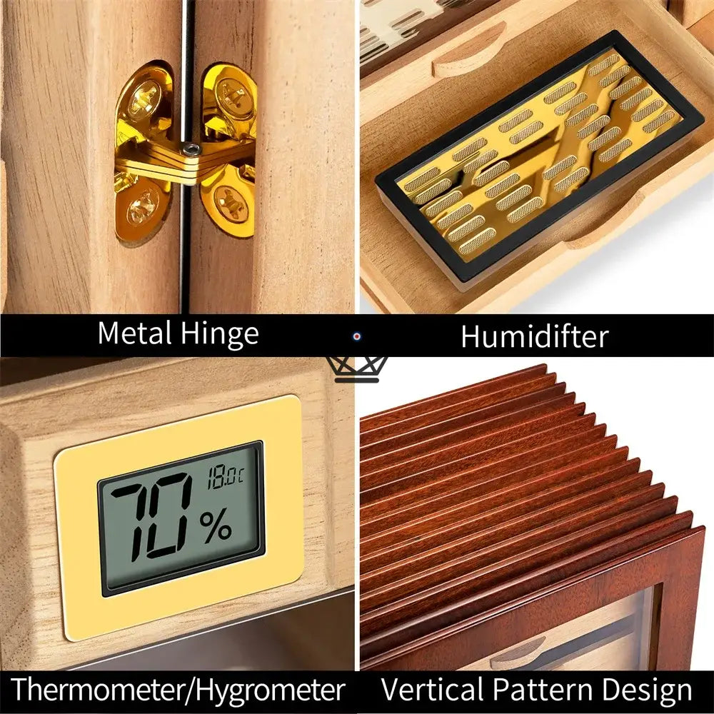 Zigarrenhumidor Ariston Edition – Zedernholz, mit mehreren Schubladen, goldene Scharniere, 55 oder 115 Zigarren – Ansicht 4