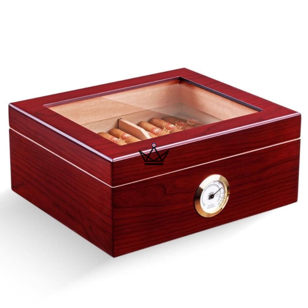 Humidor FIFTY Edition — 50 cigarros, cedro español, vidrio e higrómetro