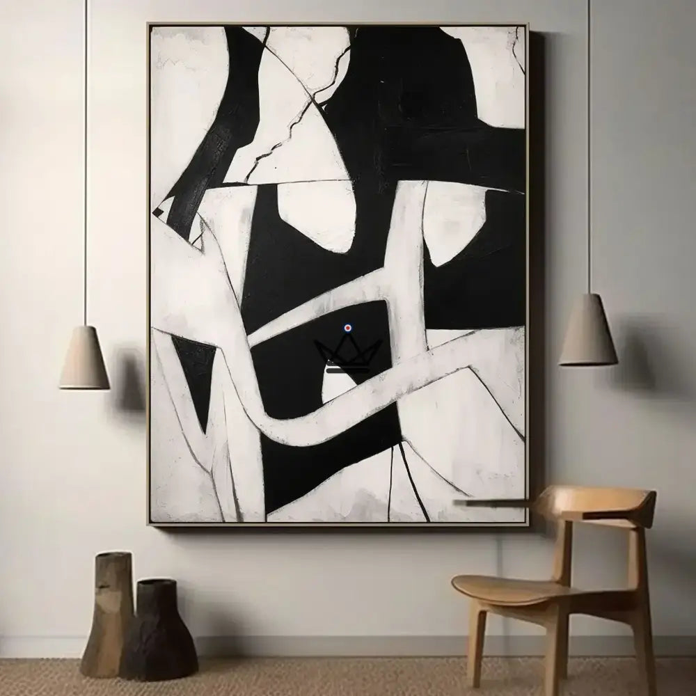 Oil painting on XXL canvas - Monochrome Abstraction — 40x60cm / Fluid Lines
