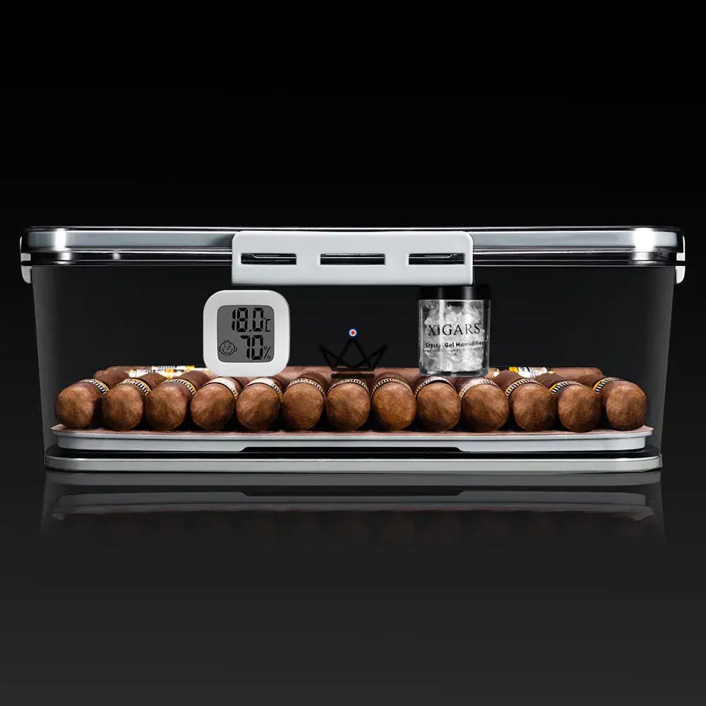 CRYSTAL TIME Cigar Humidor — clear acrylic, digital timer, 30 / 60 / 100 cigars, cedar tray (100 version) — view 14