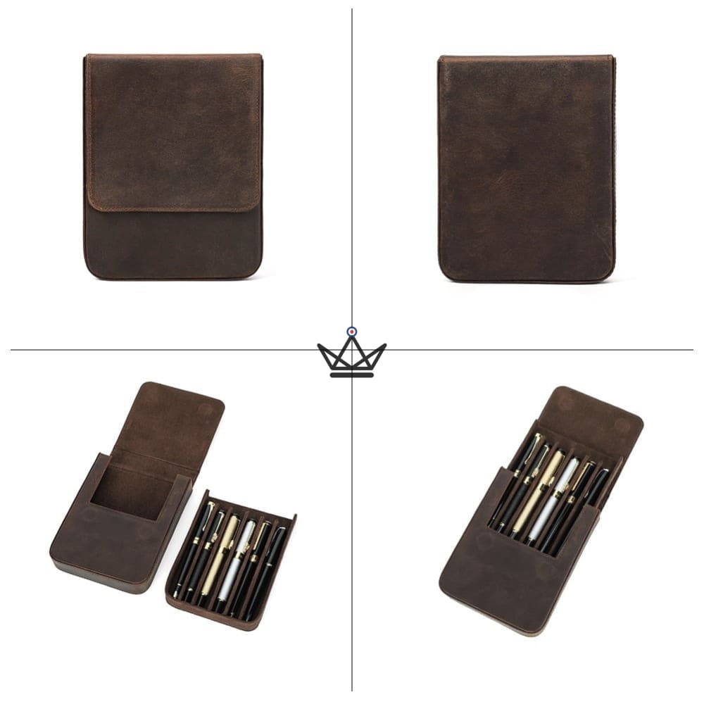 Customizable Luxury Leather Fountain Pen Case - Voyageur Magnus — view 14