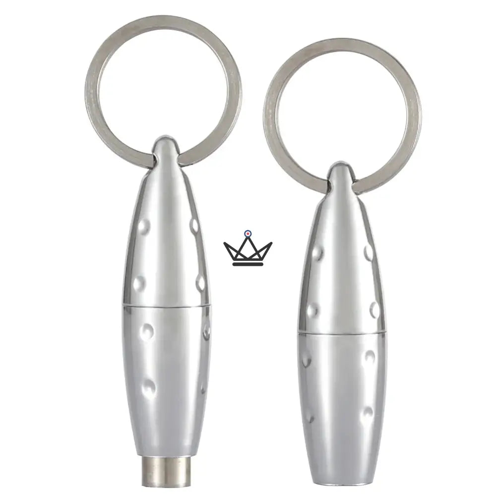 Silver Bang Cigar Punch — Silver Stainless Steel, Retractable Blade, 8mm Perforation | Integrated Keychain Ring — view 9