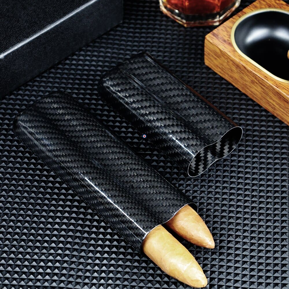 CARBON Cigar Case — carbon fiber, 2 or 3 cigars, 60 ring gauge max — view 1