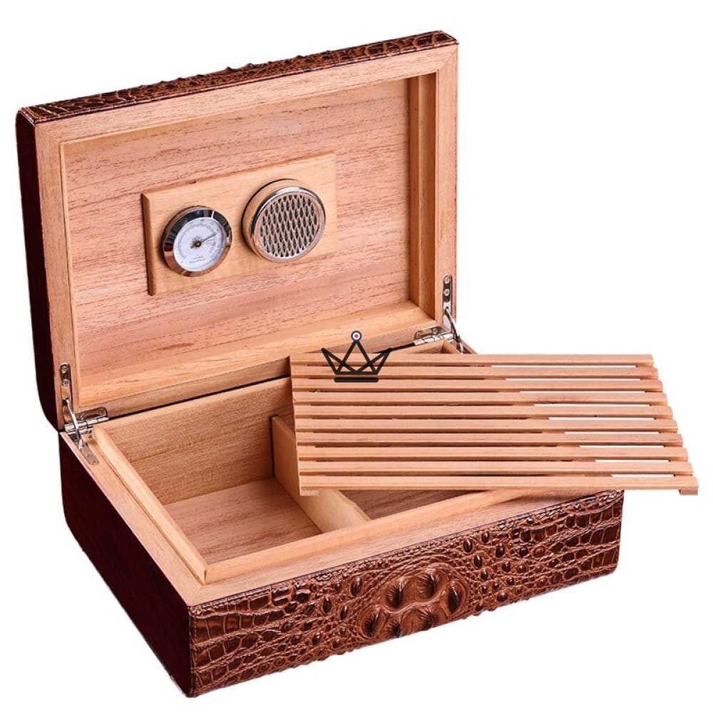 Humidor APEX – Krokodilleder, spanische Zeder, 50 Zigarren, inkl. Hygrometer – Ansicht 7