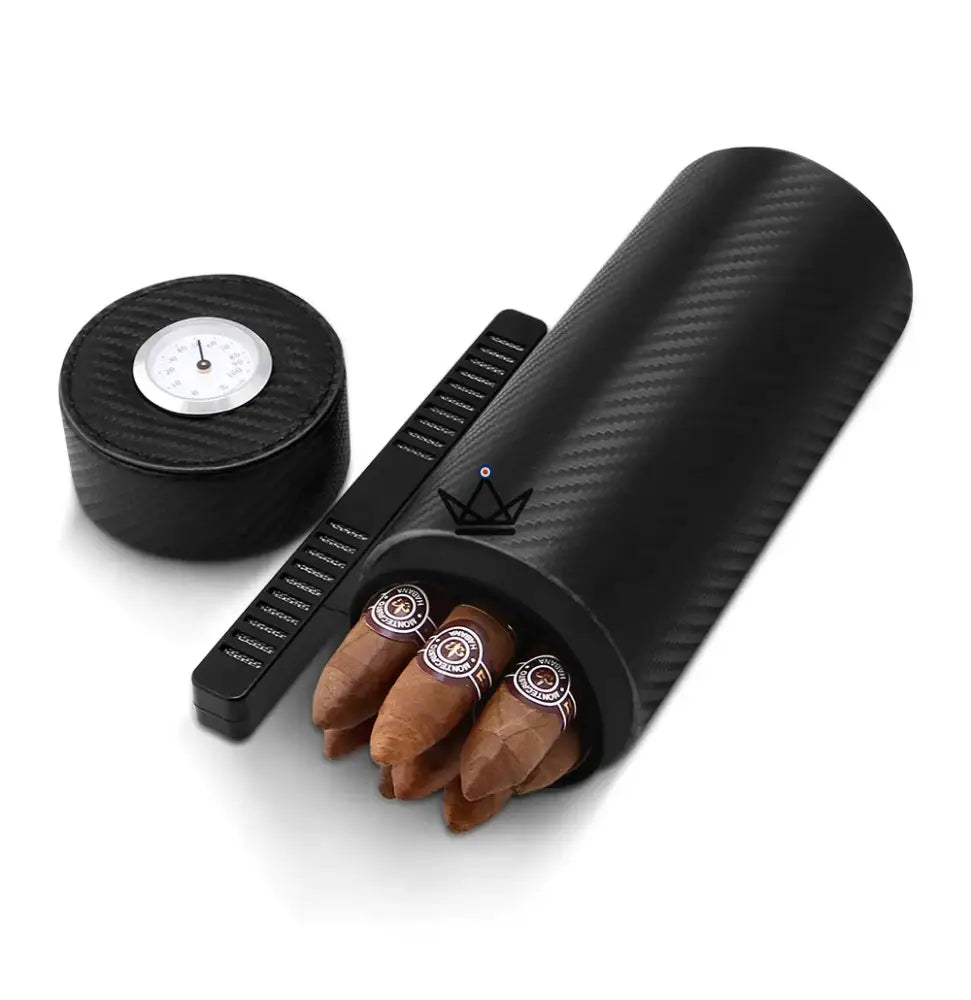 Orbal Carbon Humidor – Zylinder aus Kohlefaser & Zedernholz, 5 bis 10 Zigarren – Ansicht 4