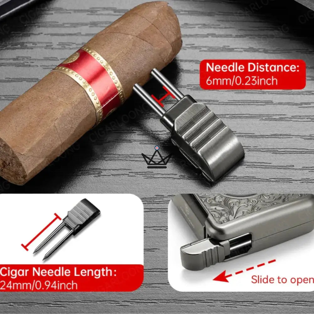 Empire 4-in-1 Cigar Cutter — 21mm V-Cut, Stand, Punch & Piercer, Stainless Steel, 5 Finishes, Gift Box Included — view 10