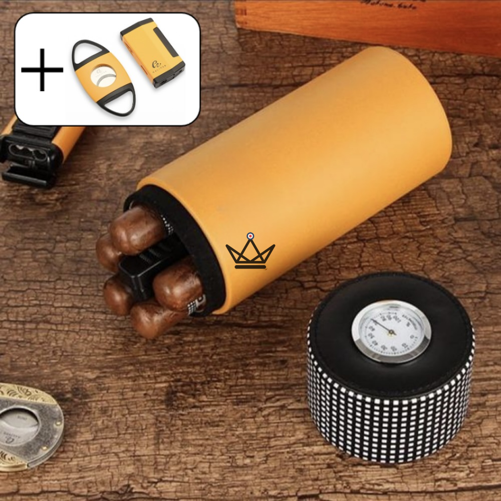 ORBAL PRIME Cigar Humidor — cylindrical leather & cedar, 5 to 10 cigars | hygrometer included — view 7