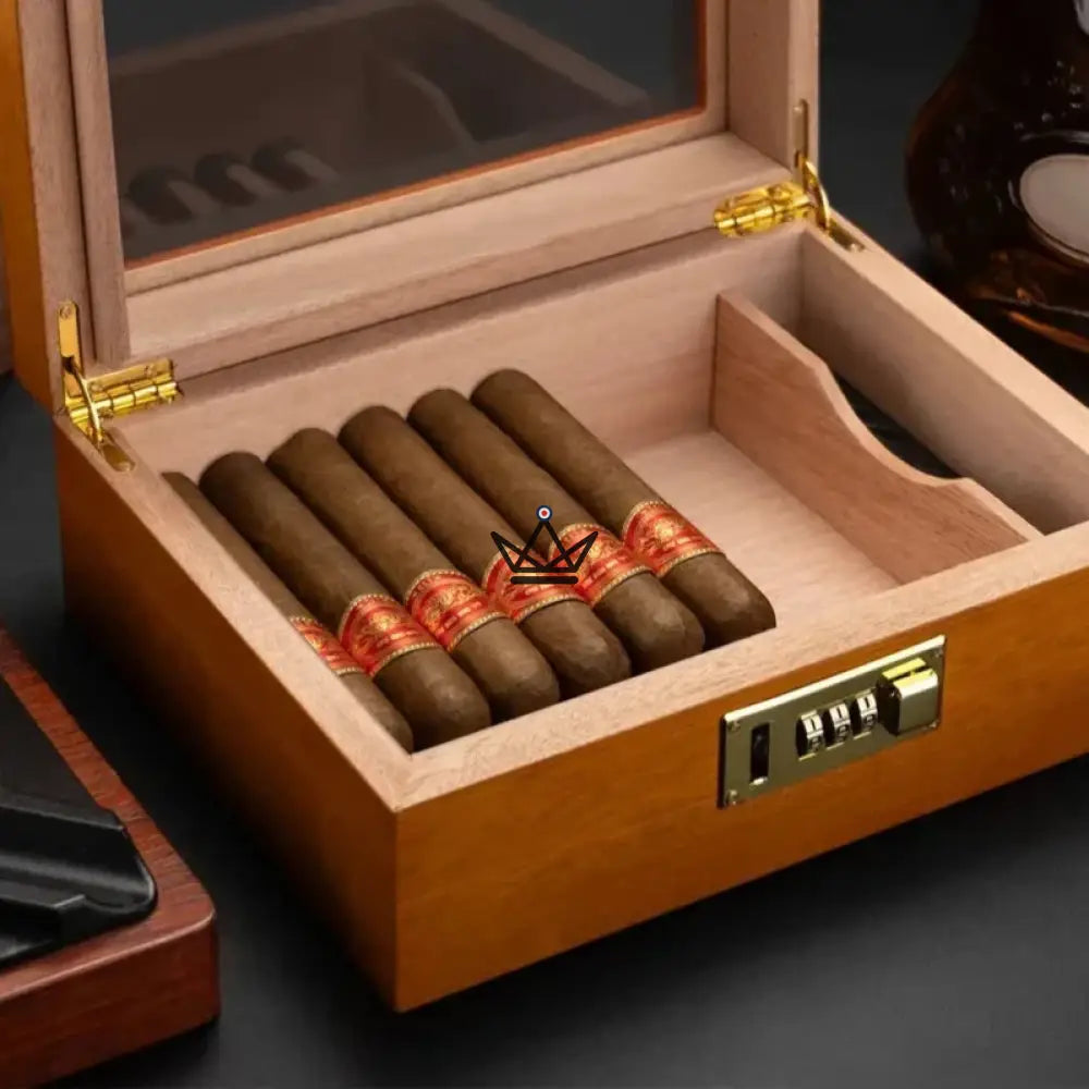 Enigma Style cigar humidor — Spanish cedar, glass top, secret code lock, 20 to 30 cigars — view 6