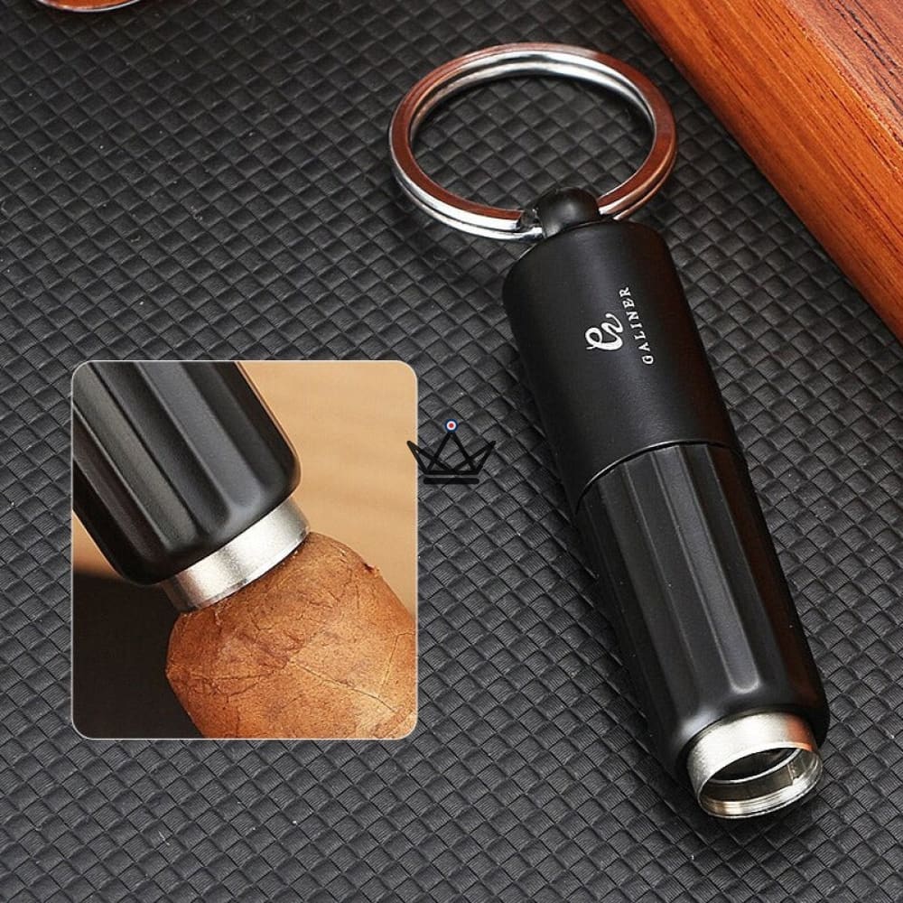 ZION Cigar Punch Cutter — 7 & 9 mm Die Cutter, Stainless Steel & ABS, Black | Collection Box Included — view 6