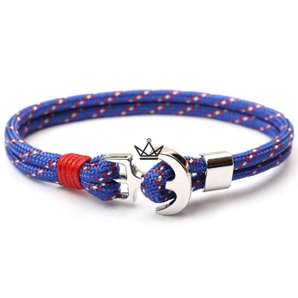 Neptune Marine Bracelet - Silver Anchor & Rope - 19 Colors — Purple Spun