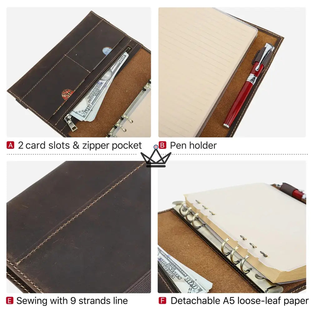 Personalisierbarer Notizbuch-Organizer aus Leder A5 – VOYAGEUR Winko – Ansicht 5