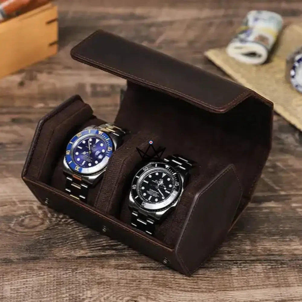 Customizable Leather Travel Case for Automatic Watch - Voyageur Hexagone — view 4