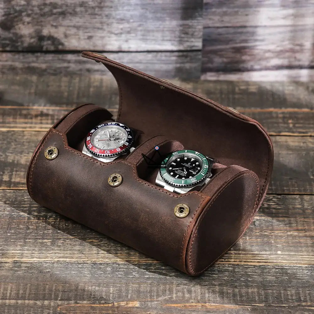 Customizable Leather Automatic Watch Travel Case - Voyageur TimeGuardian — view 6