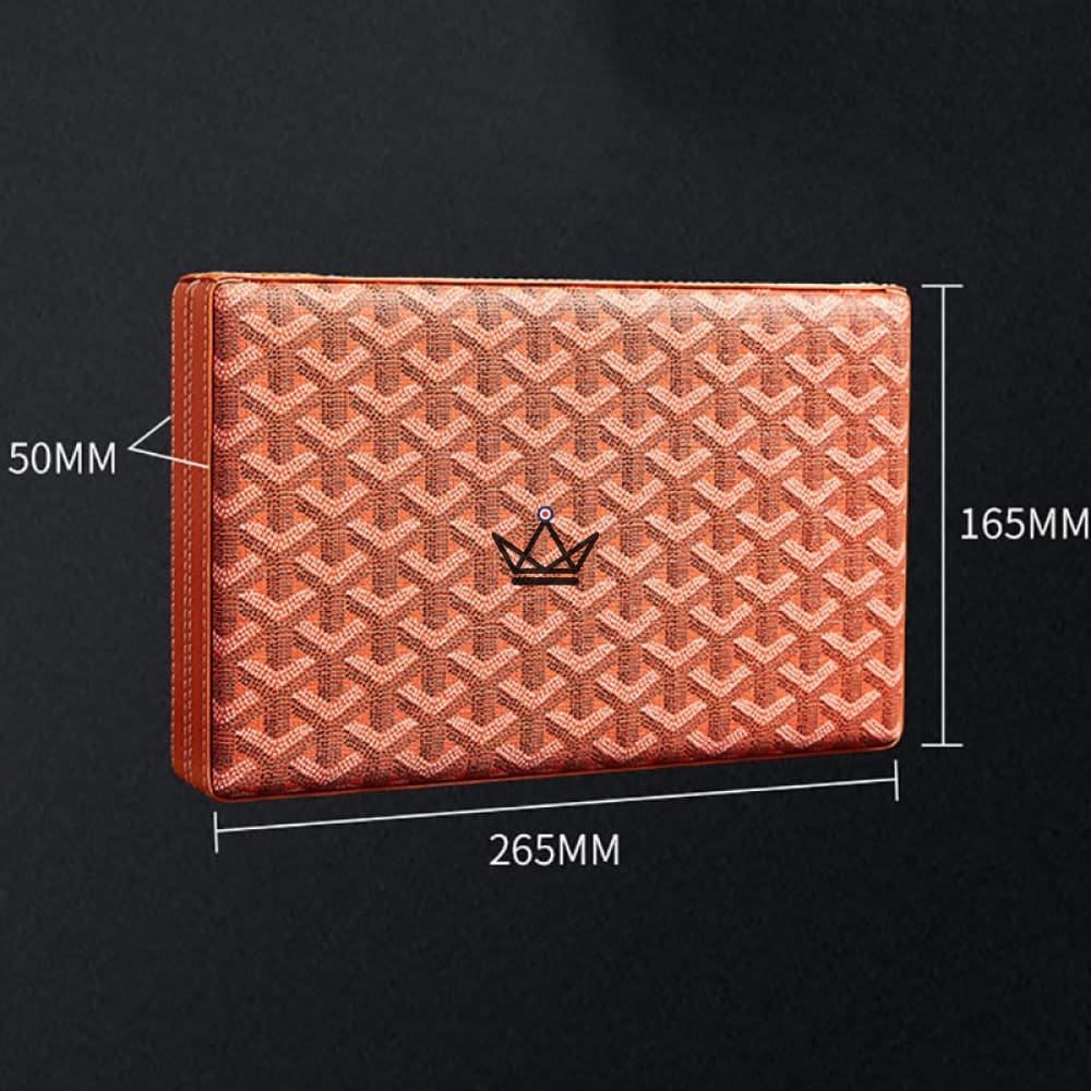 Zigarrenhumidor ALPINE – echtes Leder mit Chevron-Muster, spanische Zeder, 10 Zigarren, Braun oder Schwarz – Ansicht 4