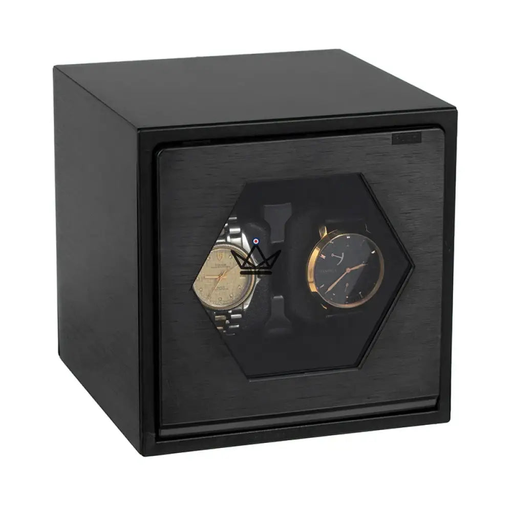 JEBELY HEXASQUARE Automatic Watch Winder — Interconnectable, 6 Colors, 3 Modes — Black Metal
