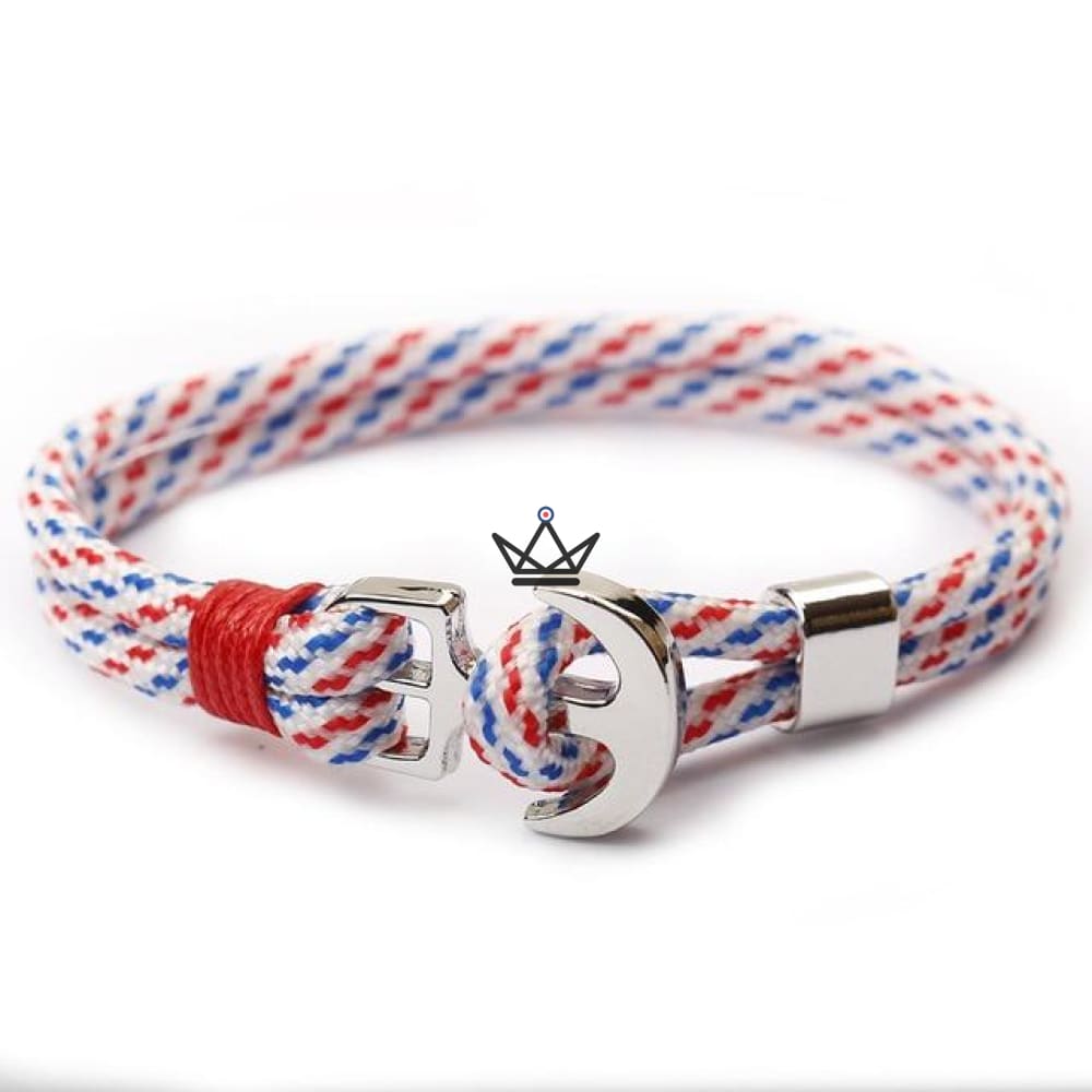 Neptune Marine Bracelet - Silver Anchor & Rope - 19 Colors — Frenchy File