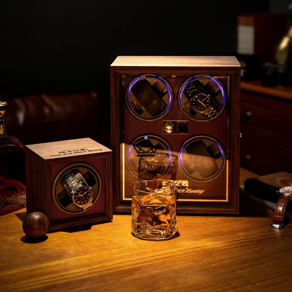 Big Woody's Automatic Watch Winder — 4 Watches, Wood, 5 Modes | Black & Red — view 7