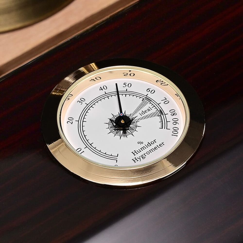 FIFTY Edition LUXE Cigar Humidor — Spanish cedar, glass top, front hygrometer, 50 cigars — view 5