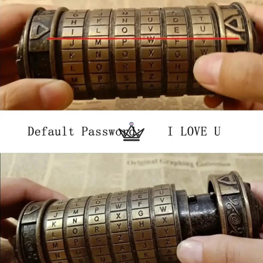 Cryptex Da Vinci – Bronzene verschlüsselte Nachrichtentruhe – Ansicht 5