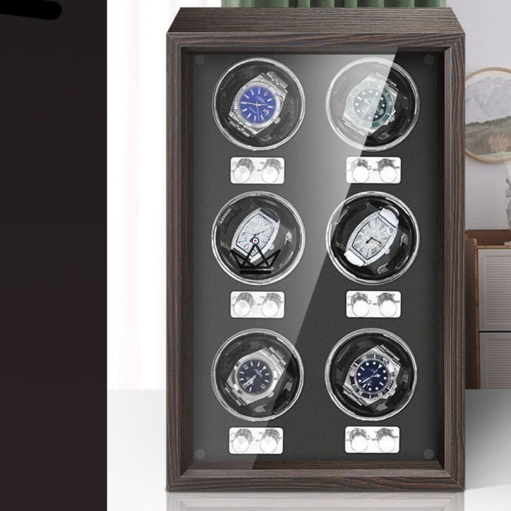 Automatic Watch Winder EBONY LUXE — Wood, 4 to 6 Watches, Independent Rotors — view 5