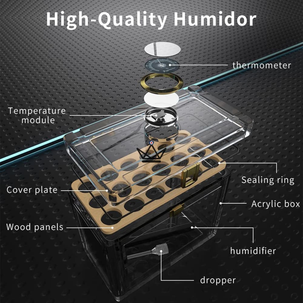 CRYSTAL VERTIGO Humidor — transparent acrylic, removable cedar divider, 18 to 50 cigars — view 5