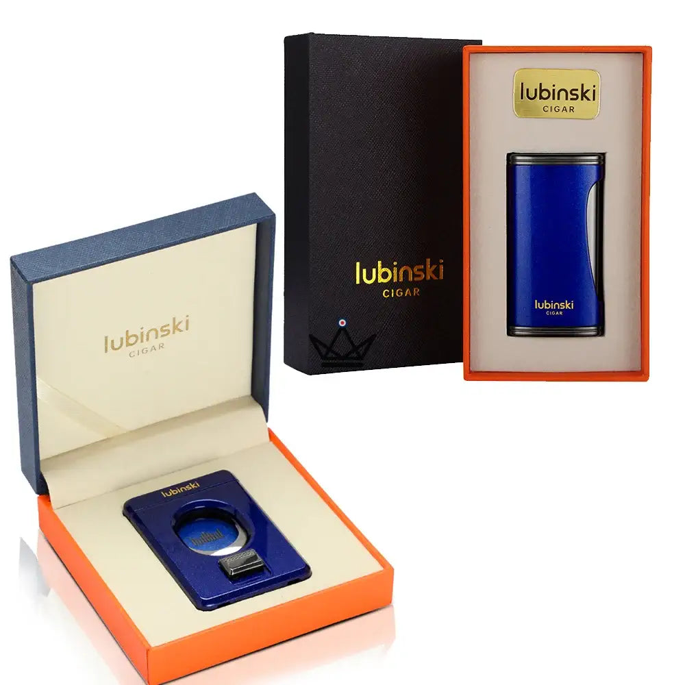 Apollo King Pack — Apollo Expert Lighter + 23mm Guillotine Cigar Cutter | 4 Cigar Colors — Royal blue