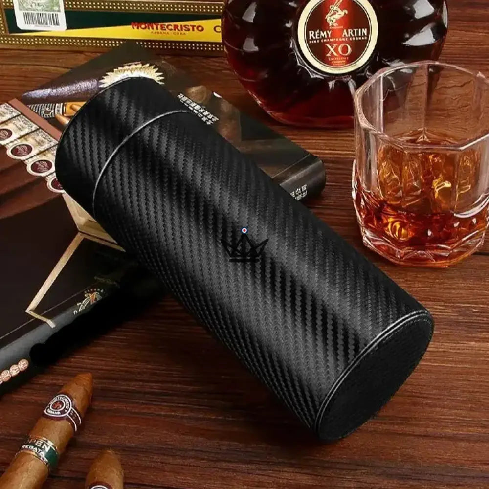 Orbal Carbon Humidor – Zylinder aus Kohlefaser & Zedernholz, 5 bis 10 Zigarren – Ansicht 2