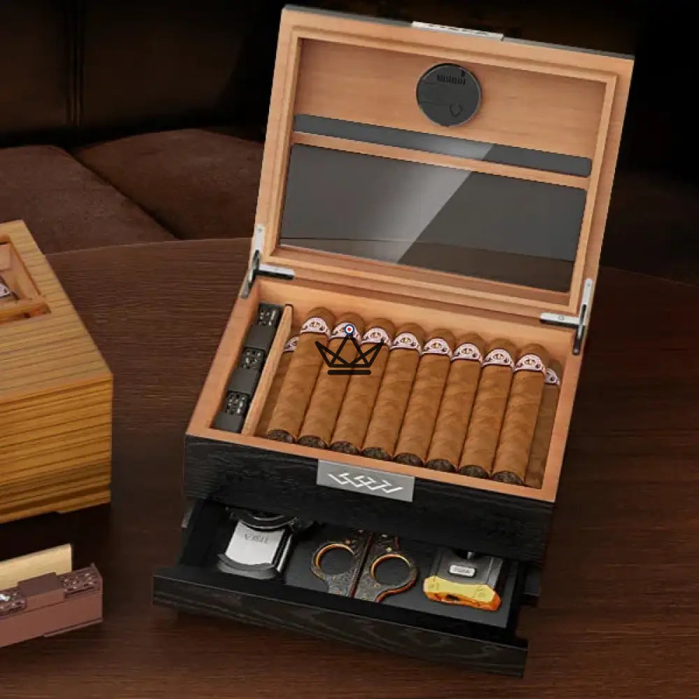 Zigarrenhumidor Horizon Edition — Zedernholz, Sichtfenster, Schublade, Onyx oder Natur – Ansicht 10