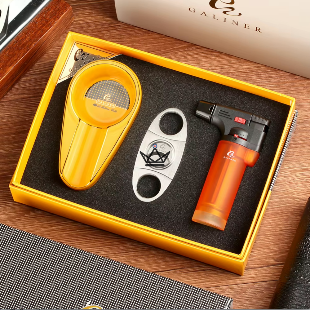 Beginner Cigar Pack FUMI NOVICE — Torch Lighter + Cutter + Ashtray | Yellow or Black — Yellow