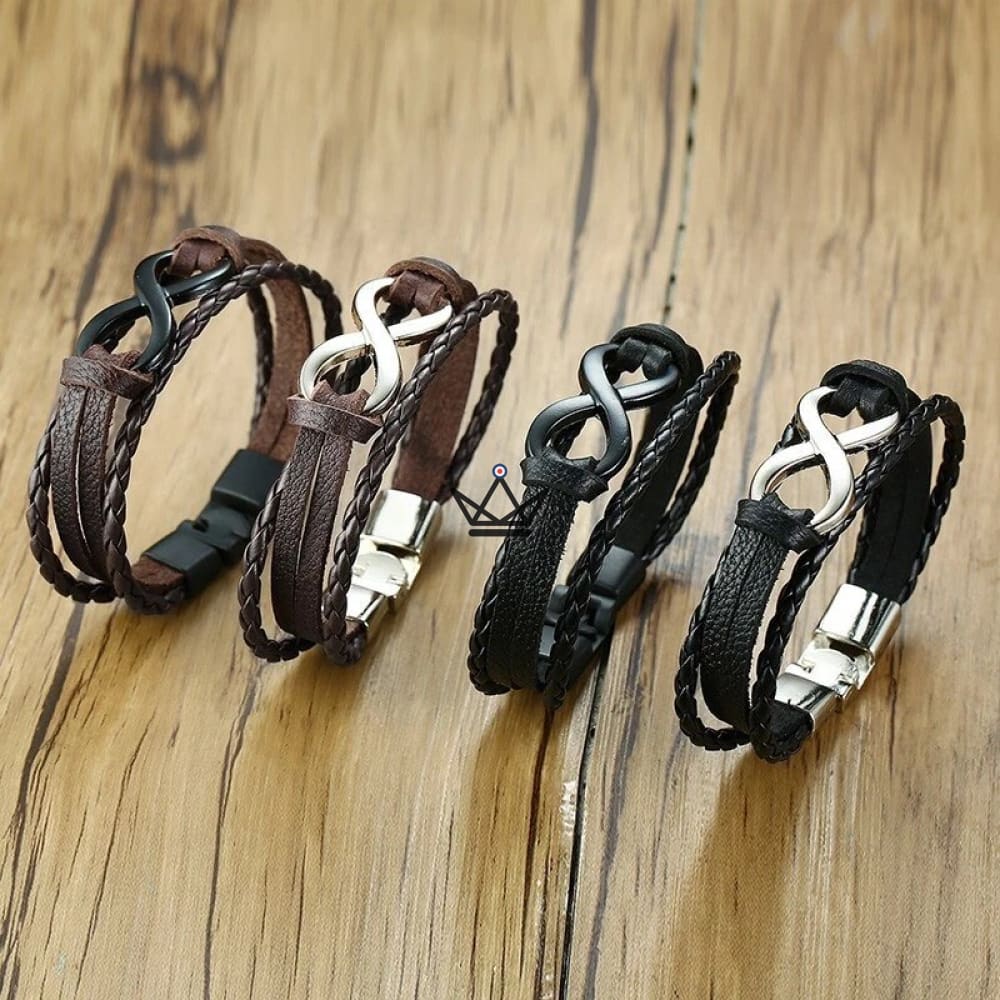 Pulsera Infinita - Cuero Genuino y Símbolo del Infinito ∞ - 4 Colores