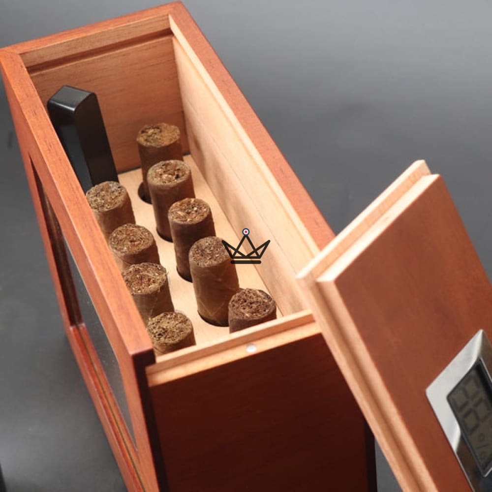 Zigarrenhumidor VERTIGO – spanisches Zedernholz, Digitalhygrometer & Magnetsystem – Ansicht 9