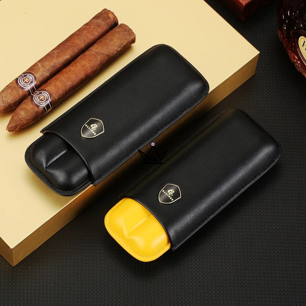 Caja de viaje de cuero para 2 cigarros - SUNY LITTLE Caja de viaje de cuero para 2 cigarros - SUNY LITTLE