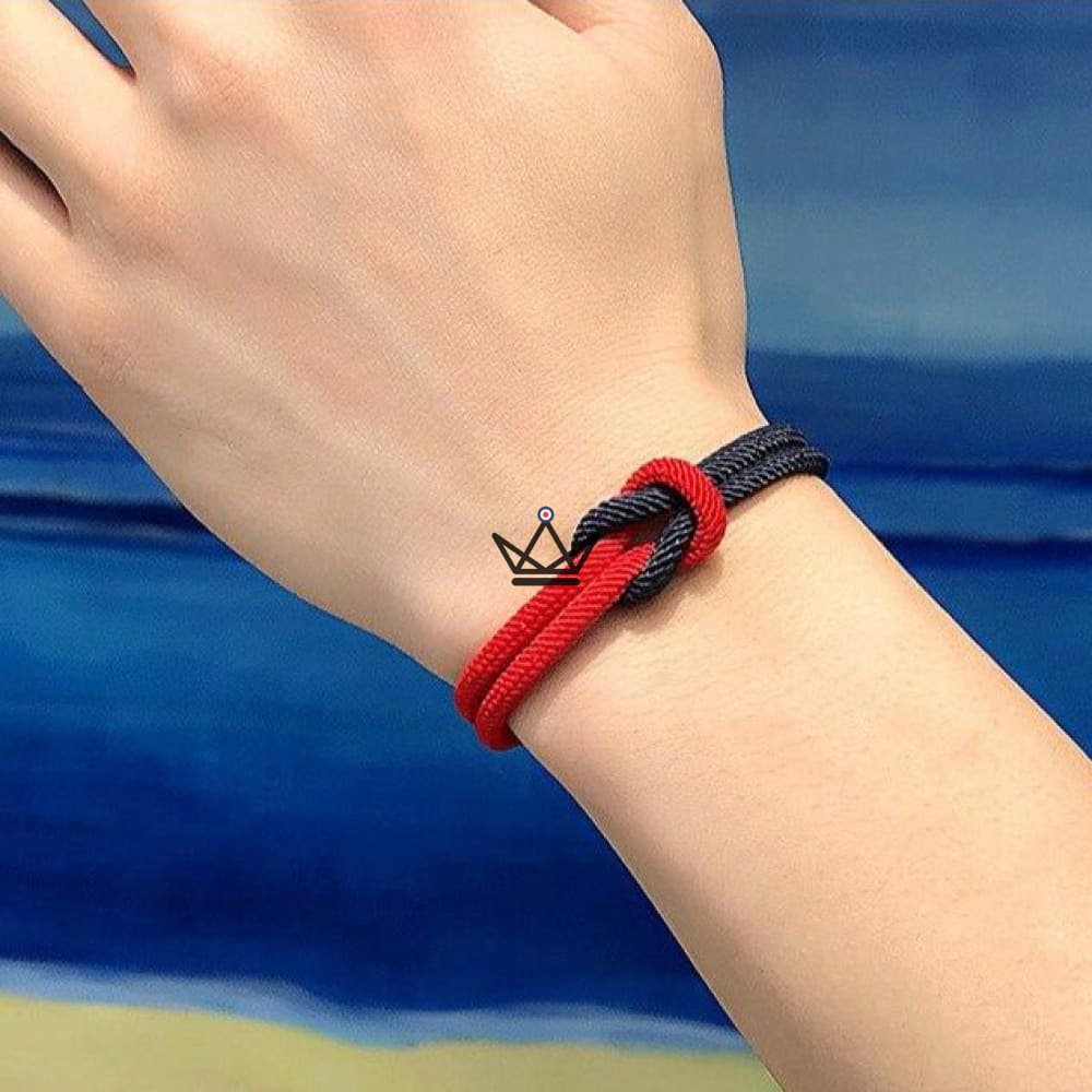 Nautilus Bracelet - Two-Tone Marine Knot & Clip - Ideal for Couples — Red/Navy