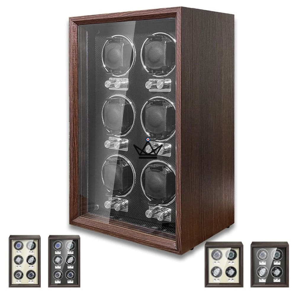 Automatic Watch Winder EBONY LUXE — Wood, 4 to 6 Watches, Independent Rotors — Black / 6 Pitches