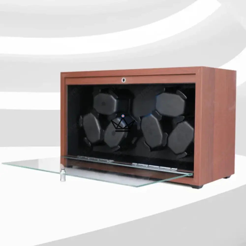 Uhrenbeweger Automatisch HEXAWIND — Walnussholz, 6 Uhren, LED, USB-C, 5 Modi – Ansicht 7