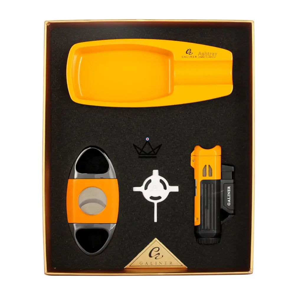 ALISTAIR Cigar Pack — Torch Lighter + Ashtray + Cigar Cutter | Green · Black · Yellow — view 1