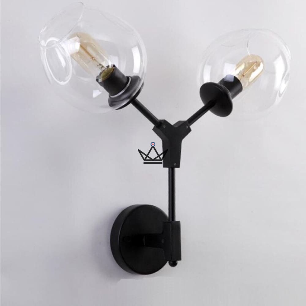 Industrial Wall Light - Branching Bubble — Black / Transparent