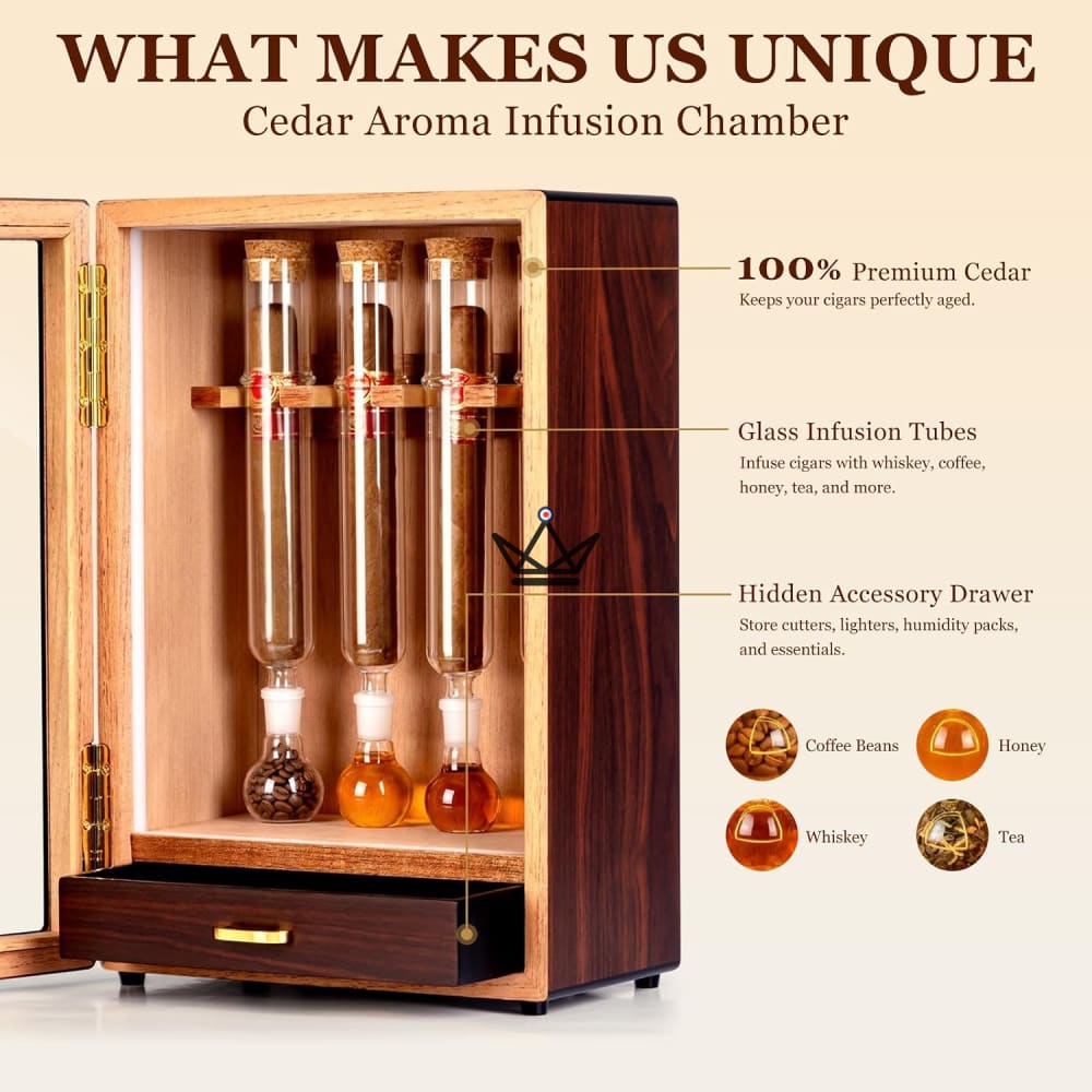 INFUSIO SANCTUAIRE - 4-Tube Cedar LED Display Cigar Infuser & Humidor — view 5