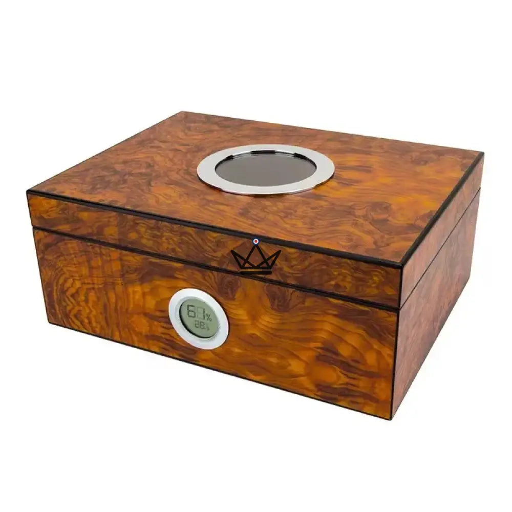 Hublot Prestige Amber Mahogany Cigar Humidor — Spanish cedar, tempered glass window, 50 cigars, digital hygrometer & magnetic humidifier — view 15
