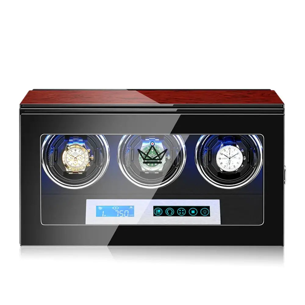 Automatic Watch Winder WINDER LUX — Wood & Glass, 2 to 12 Watches, LCD, Anti-Magnetic — view 15