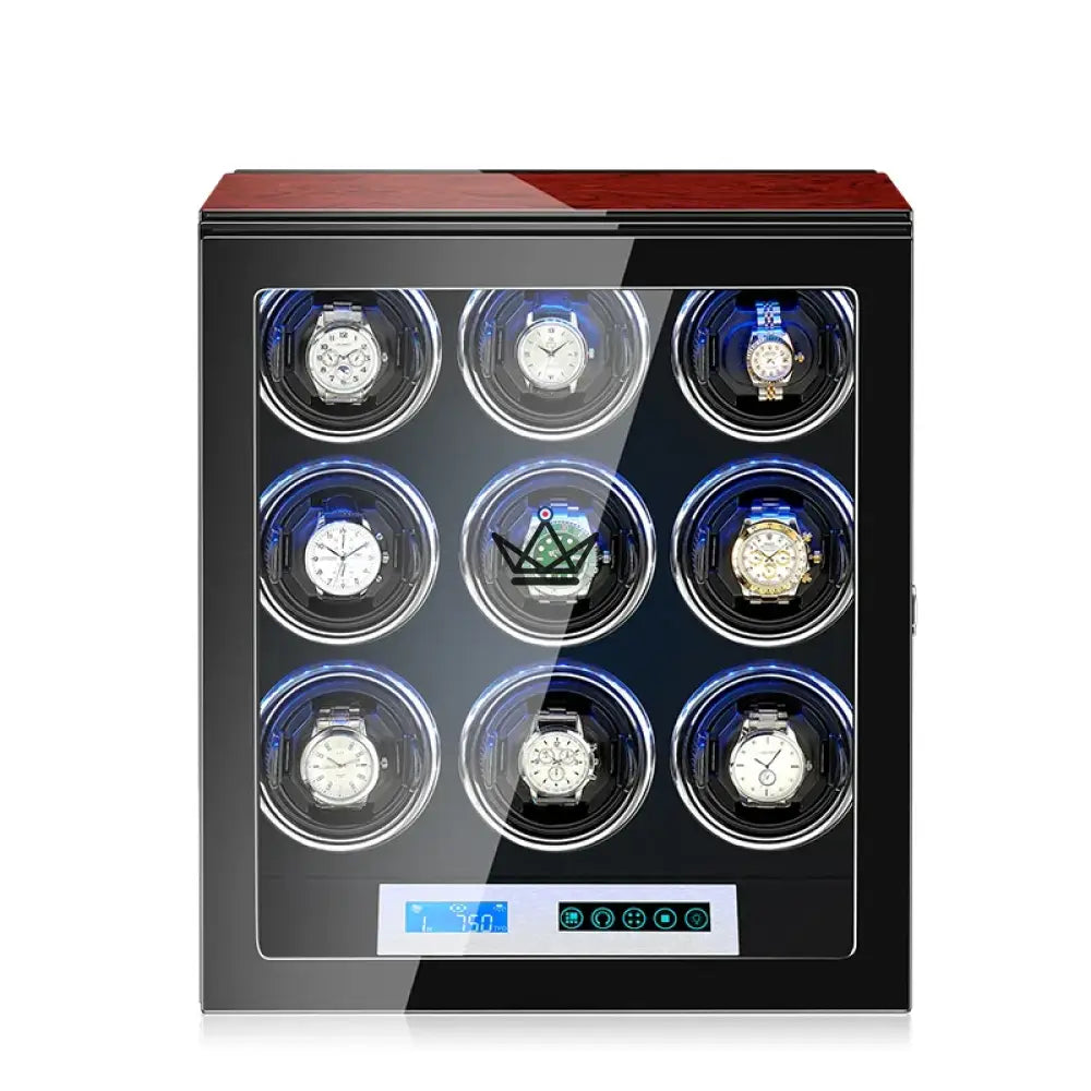 Automatic Watch Winder WINDER LUX — Wood & Glass, 2 to 12 Watches, LCD, Anti-Magnetic — view 18