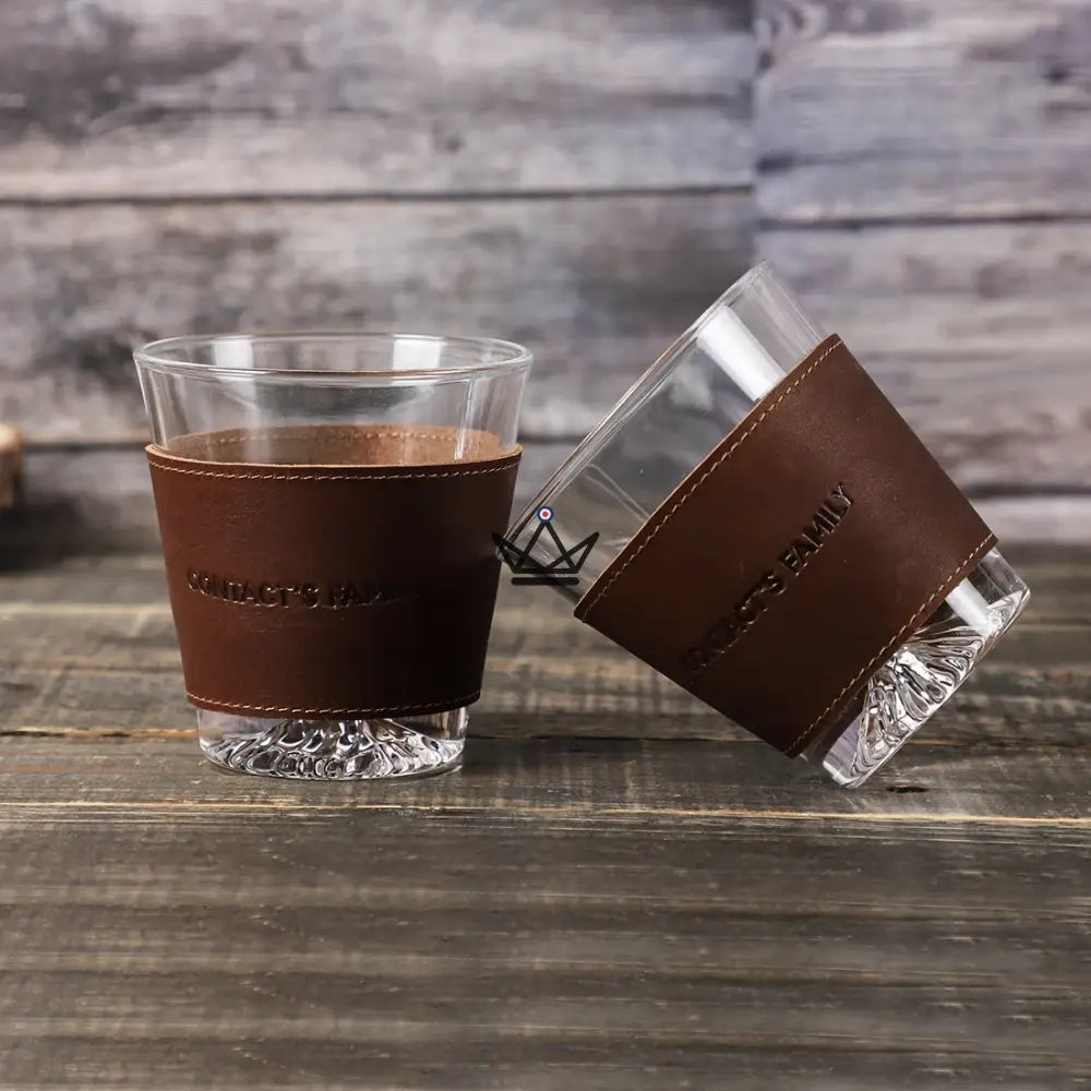 Customizable Leather Whiskey Glass Cuff - Voyageur Sleeve — view 2